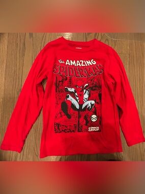 Marvel Spider-Man Boys Red Long Sleeve Shirt Size L Like New